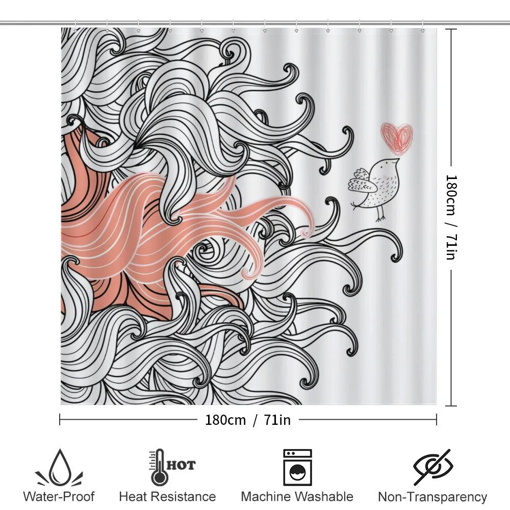 Graphic Swirls Wave Bird — Detail 2
