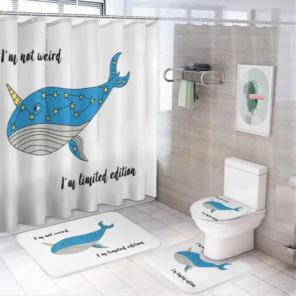 Hand Drawn Blue Whale on a shower curtain