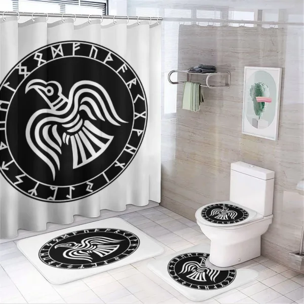 Illustration of Odins Ravens on a shower curtain