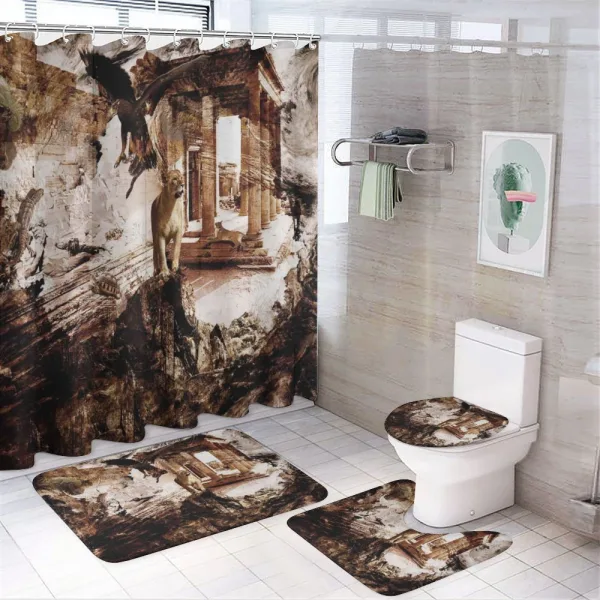 Lion and Hawk on a shower curtain