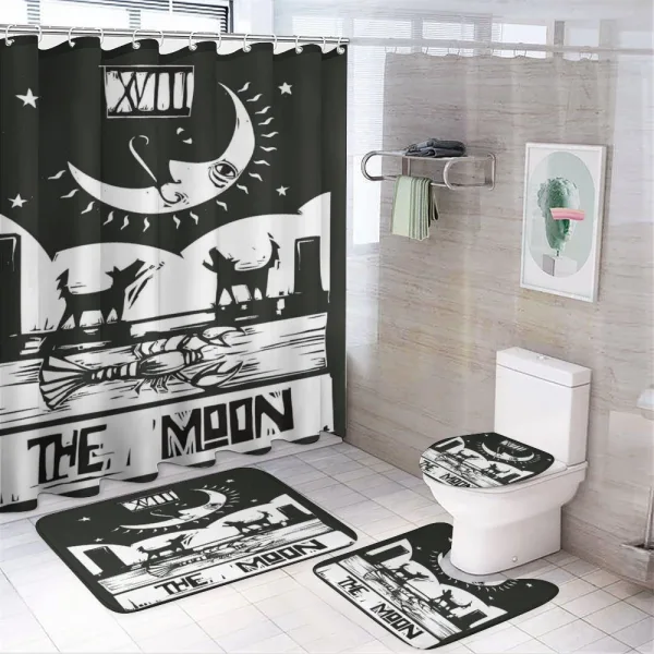 Lobster Wolves Moon Tarot on a shower curtain