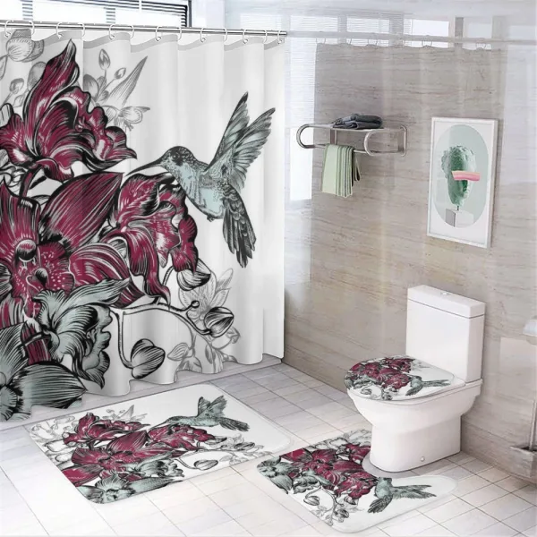 Orchids and Hummingbird on a shower curtain