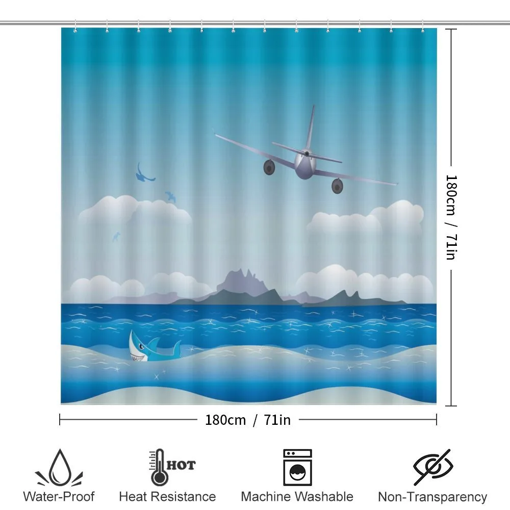 Plane Fly on Sea and Shark — Detail 2
