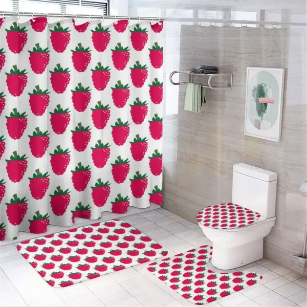 Repetitive Raspberries Design on a shower curtain