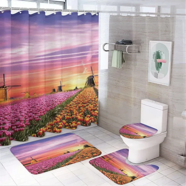 Scenic Tulip Fields on a shower curtain