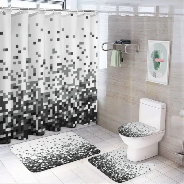 Squares Greyscale on a shower curtain
