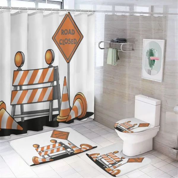 Traffic Warning on a shower curtain