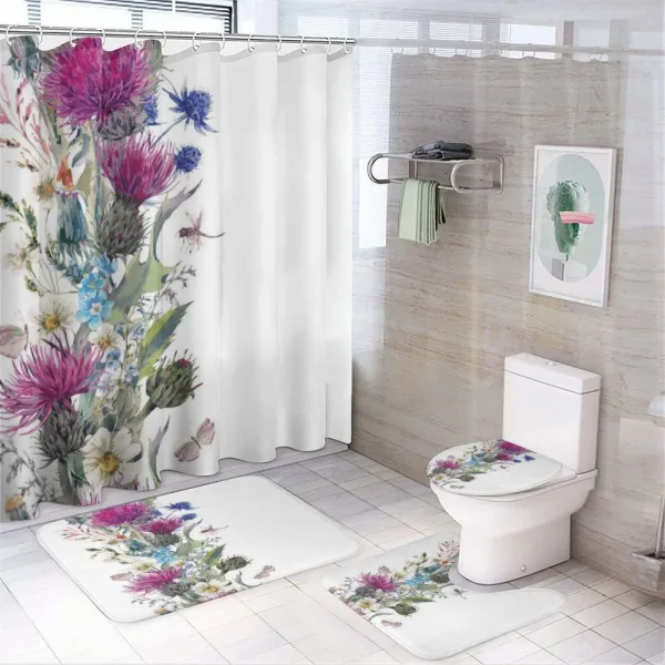 Vintage Herbal Border on a shower curtain