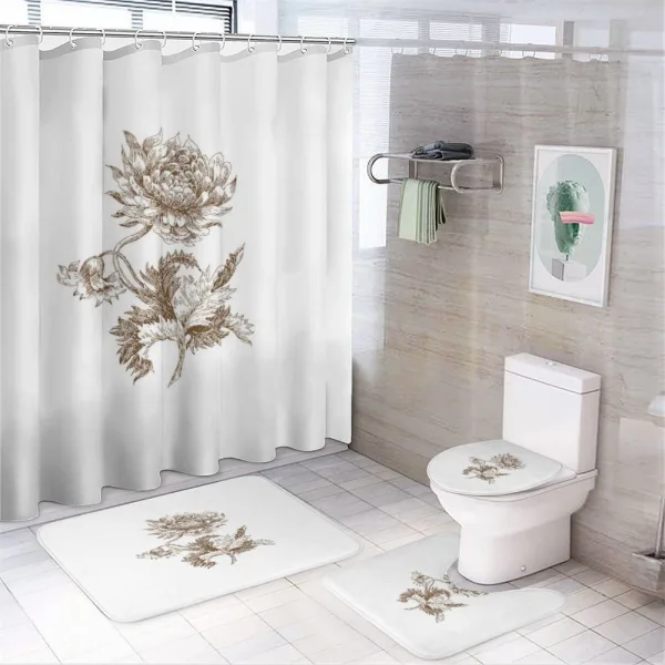 Vintage Petals Leaves on a shower curtain