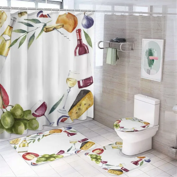 Watercolor Food Wine Frame on a shower curtain