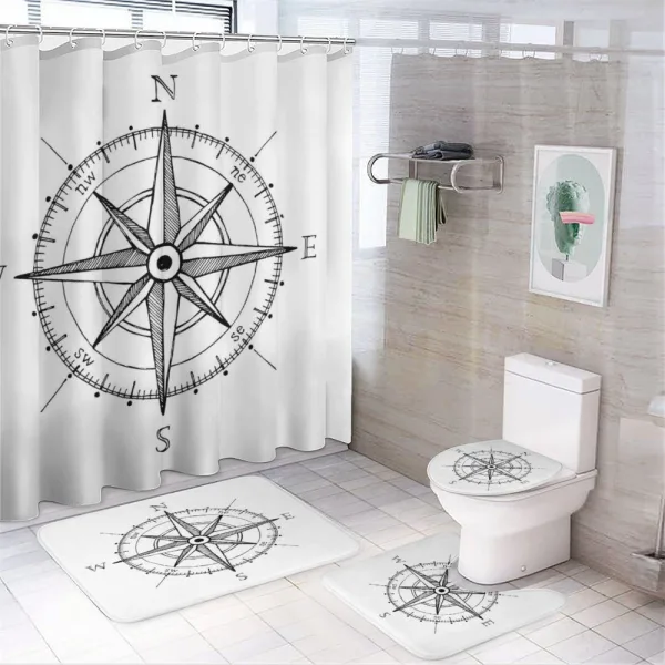 Windrose Directions on a shower curtain