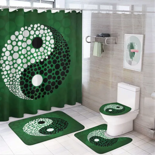 Ying Yang Green Harmony on a shower curtain