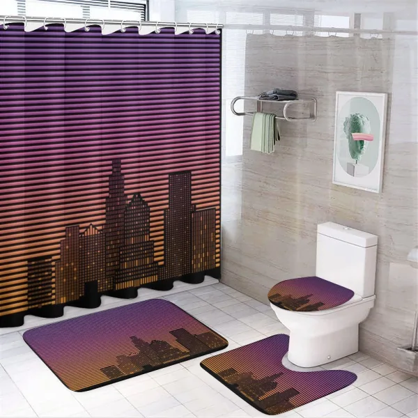 80's Skyline on a shower curtain