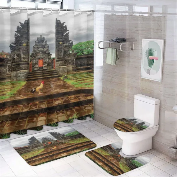 Architecture Gate Building on a shower curtain
