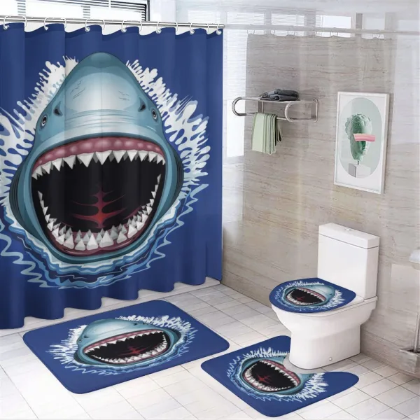 Attack Open Mouth Bite on a shower curtain