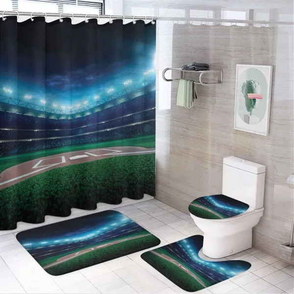 Baseball Stadium Night on a shower curtain