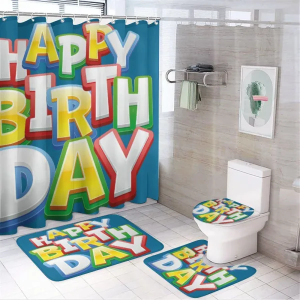 Birthday Lettering on a shower curtain