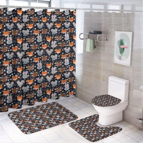 Bunny Fox with Glasses on a shower curtain
