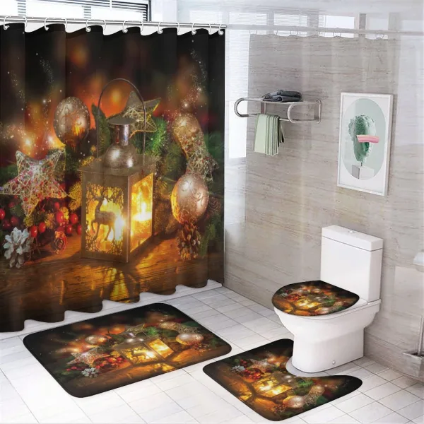 Candle New Year Baubles on a shower curtain