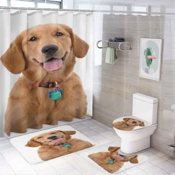 Collar Tags on a shower curtain