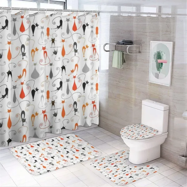 Colored Cats Friends on a shower curtain