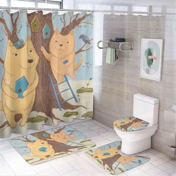 Couple Bears Tree on a shower curtain