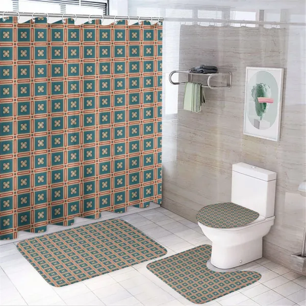 Floral Antique Tile on a shower curtain