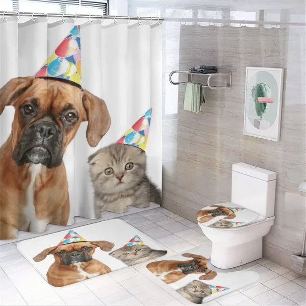Funny Dog Scottish Cat on a shower curtain