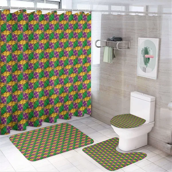 Geometric Cube Square on a shower curtain
