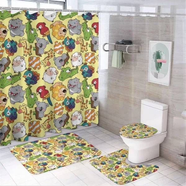 Hippo Giraffe Koala on a shower curtain
