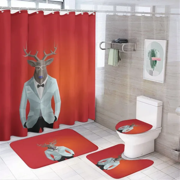Moose Animal Person in Suit on a shower curtain
