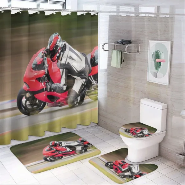 Motorbike Race Speed on a shower curtain