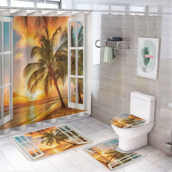 Sea Ocean Palms Scenery on a shower curtain