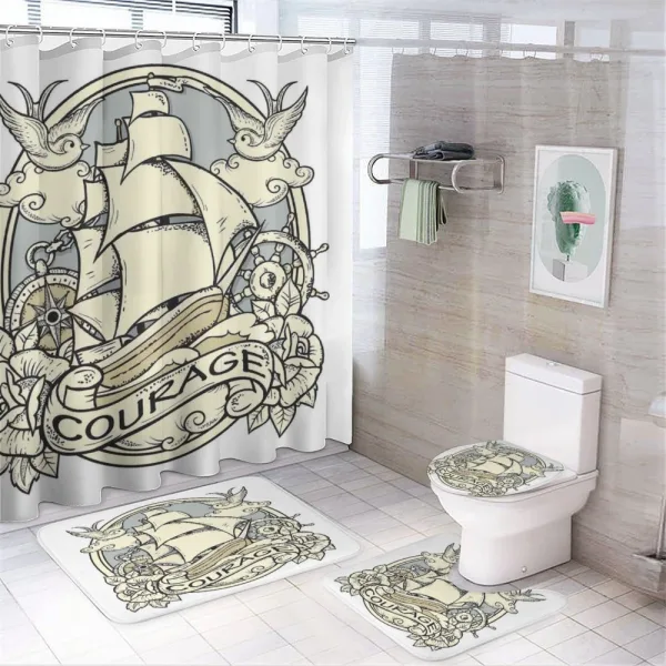 Ship Ornament Art on a shower curtain
