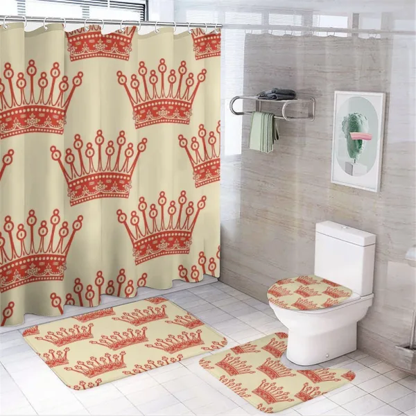 Vintage Red Crown Pattern on a shower curtain
