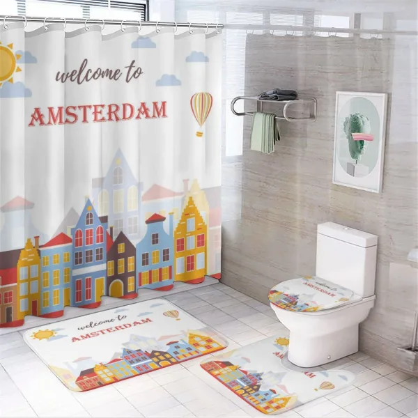 Welcoming Sunny Urban on a shower curtain
