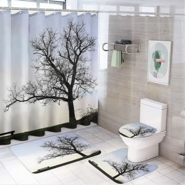 Wooden Bench Evening on a shower curtain