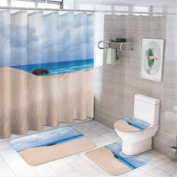 Wreck Boat on the Coast on a shower curtain