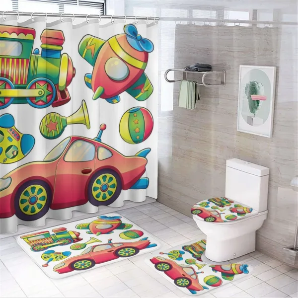Balls Auto Tire Cartoon on a shower curtain