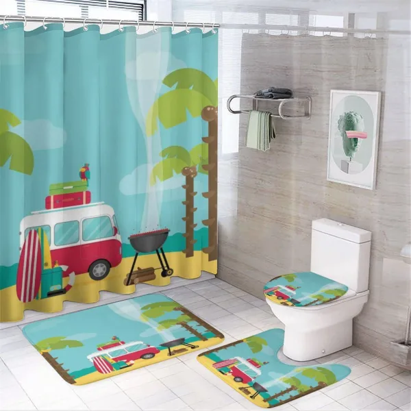 Caravan Camping Beach on a shower curtain
