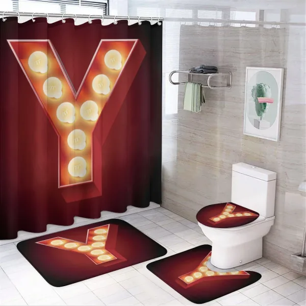 Casino Typeset Retro Y on a shower curtain