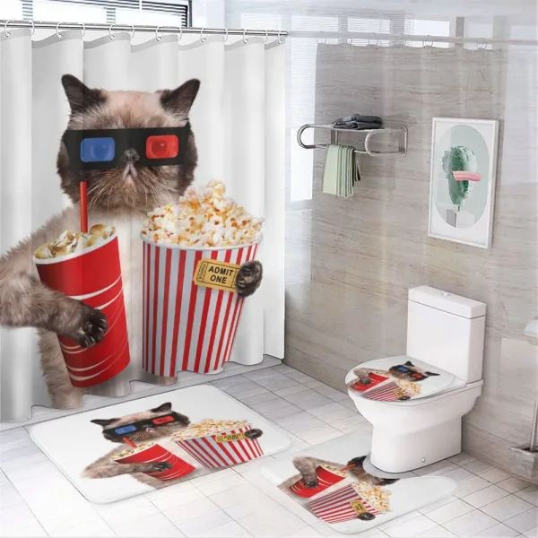Cat Popcorn on a shower curtain