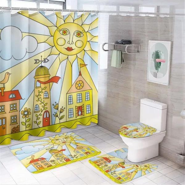 Childlike Smiling Sun on a shower curtain