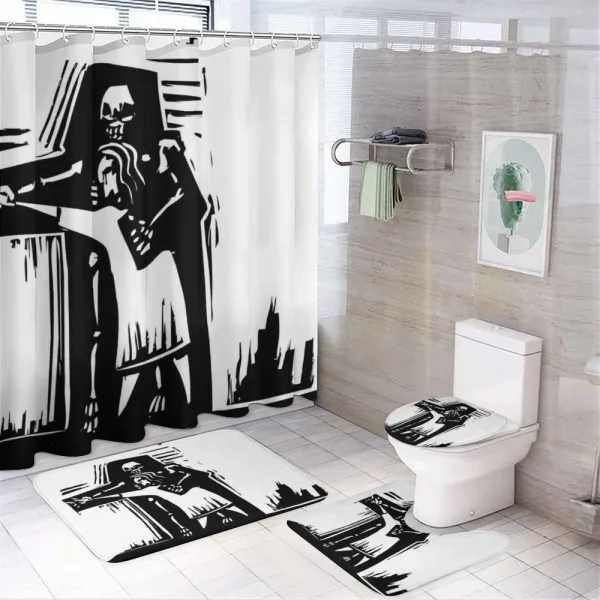 Dancing with Death Shadow on a shower curtain