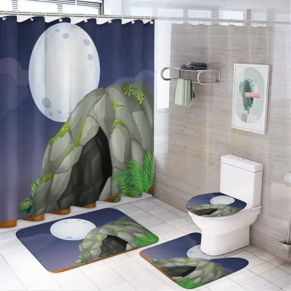 Full Moon Prehistoric Land on a shower curtain