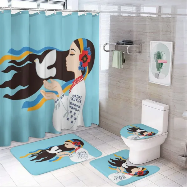 Girl with Peace Dove on a shower curtain