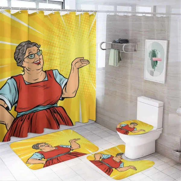 Grandma and Sunburst Effect on a shower curtain