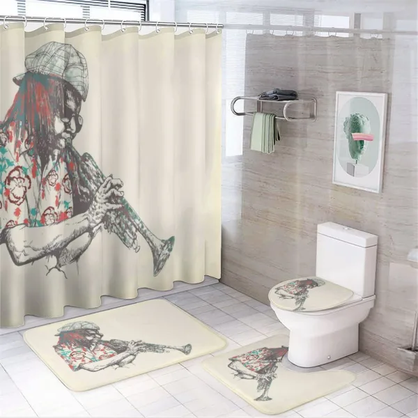 Hand Drawn Player on a shower curtain