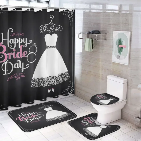 Happy Bride Day Words on a shower curtain