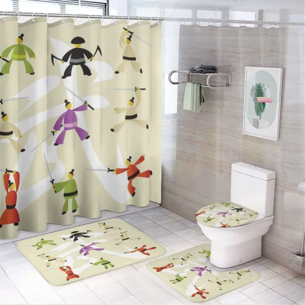 Japanese Martial Art Icons on a shower curtain